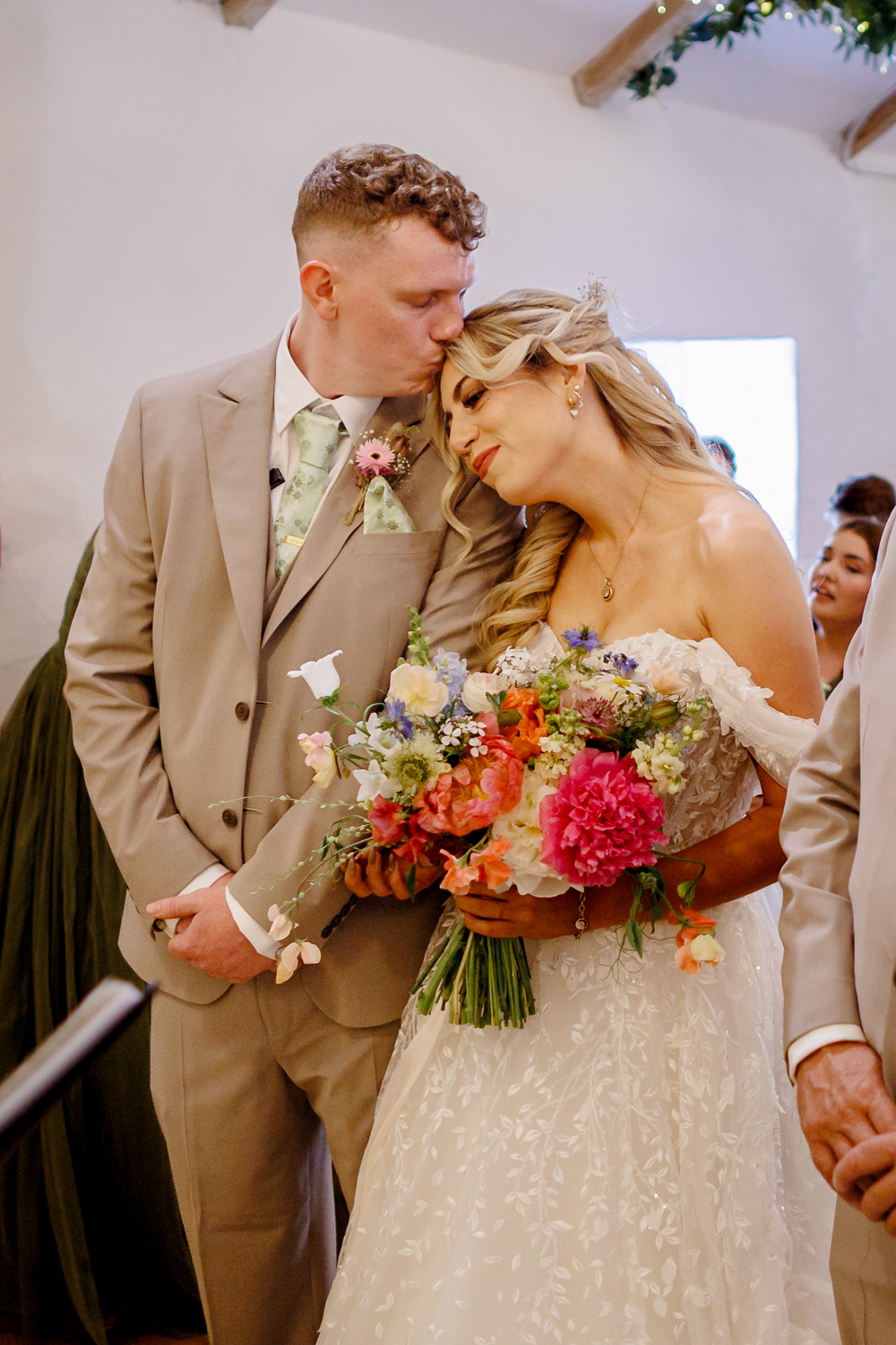 bride and groom at the green cornwall