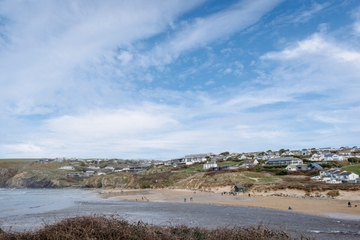 Bedruthan Steps Hotel from Mawgan Porth Beach