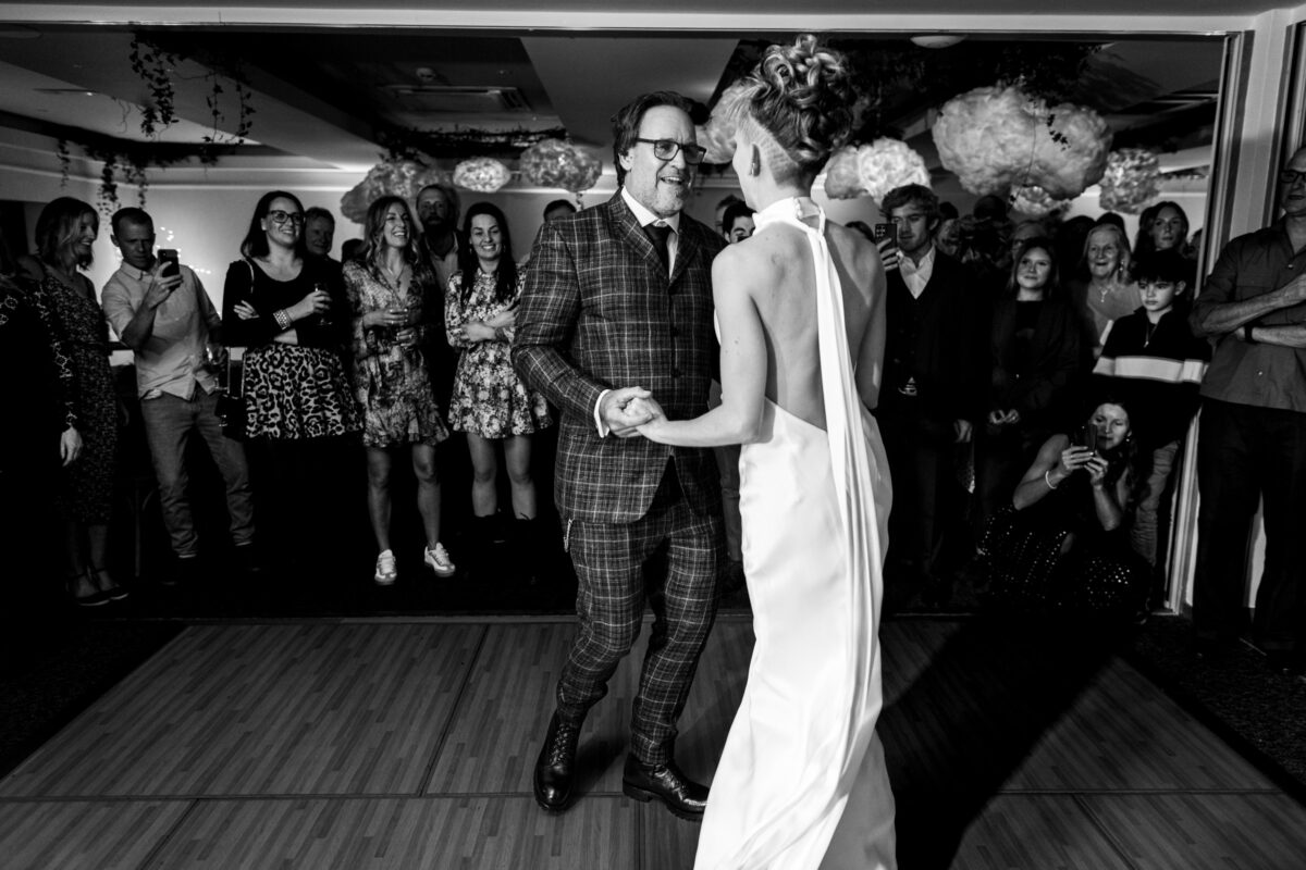 Steff and Jan’s first dance during their evening wedding reception
