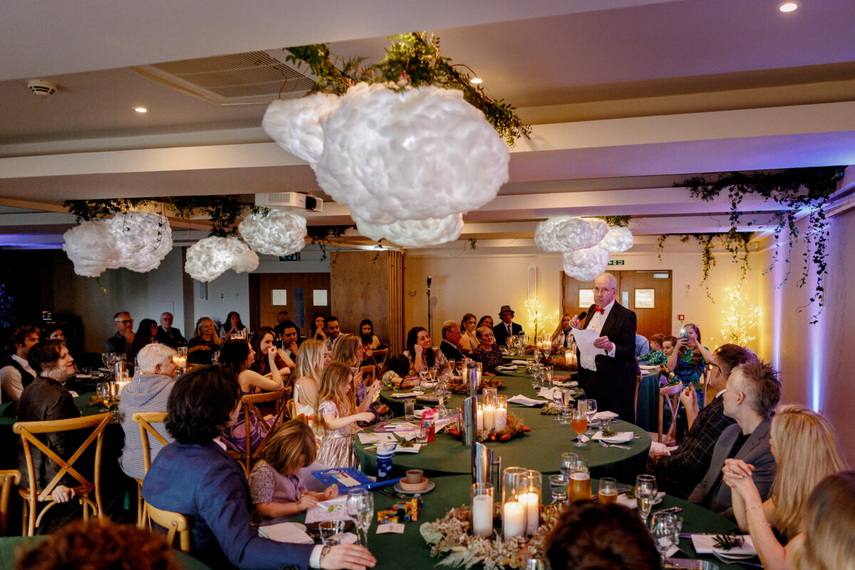 Interior of Bedruthan Steps Hotel dressed for Steff and Jan's wedding reception