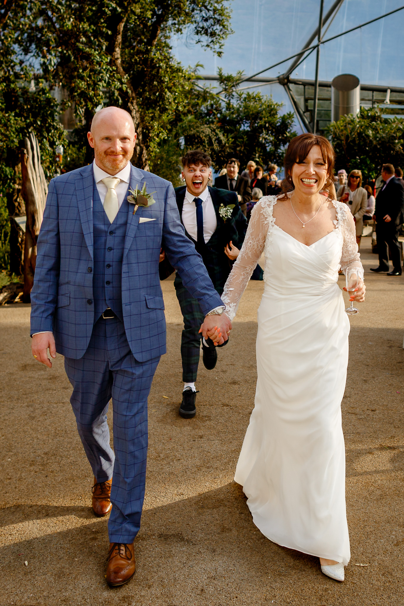 Cheryl and Chris walking together through the gardens